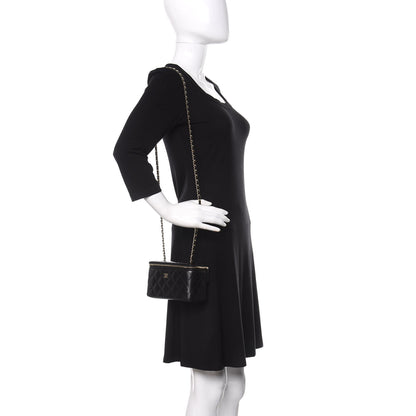 Chanel Lambskin Quilted Small Vanity Case With Chain Black 2 of 10