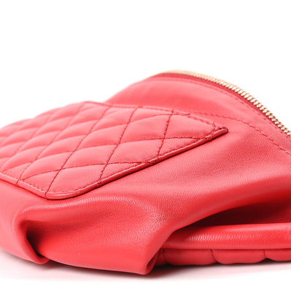 Chanel Lambskin Bi Quilted Waist Bag Fanny Pack Red 10 of 10