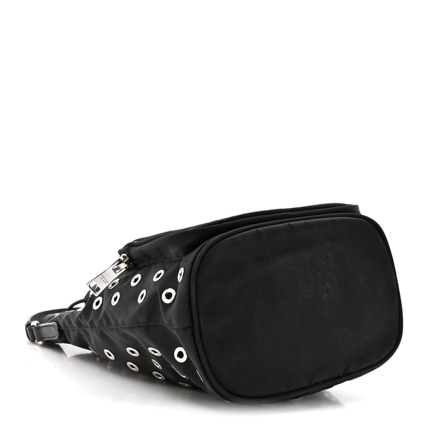 PRADA ガーメント Prada Tessuto Nylon Saffiano Grommets Mini Bucket Crossbody Bag