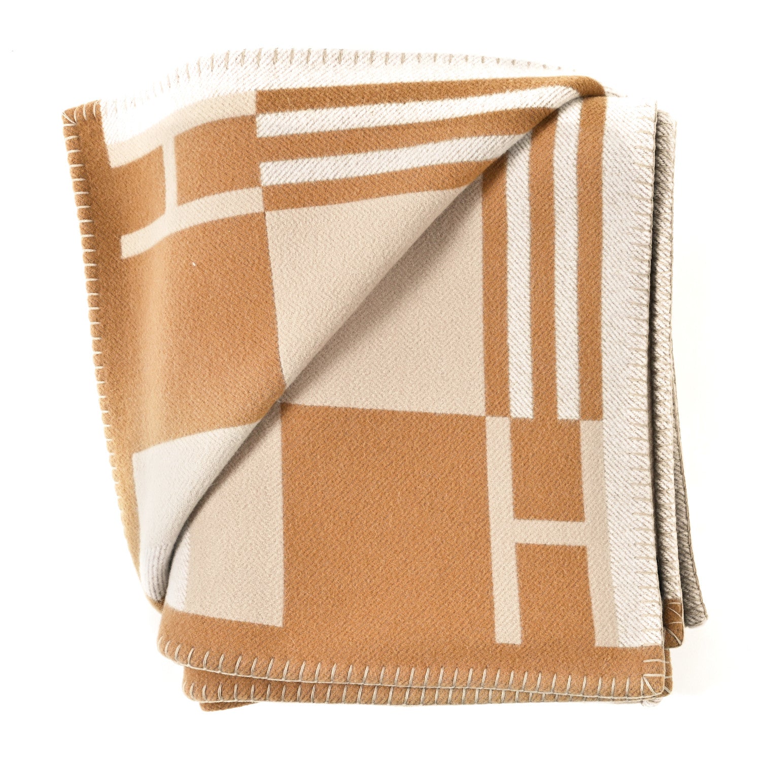 Hermes Wool Cashmere Ithaque Blanket Camel Beige 2 of 3