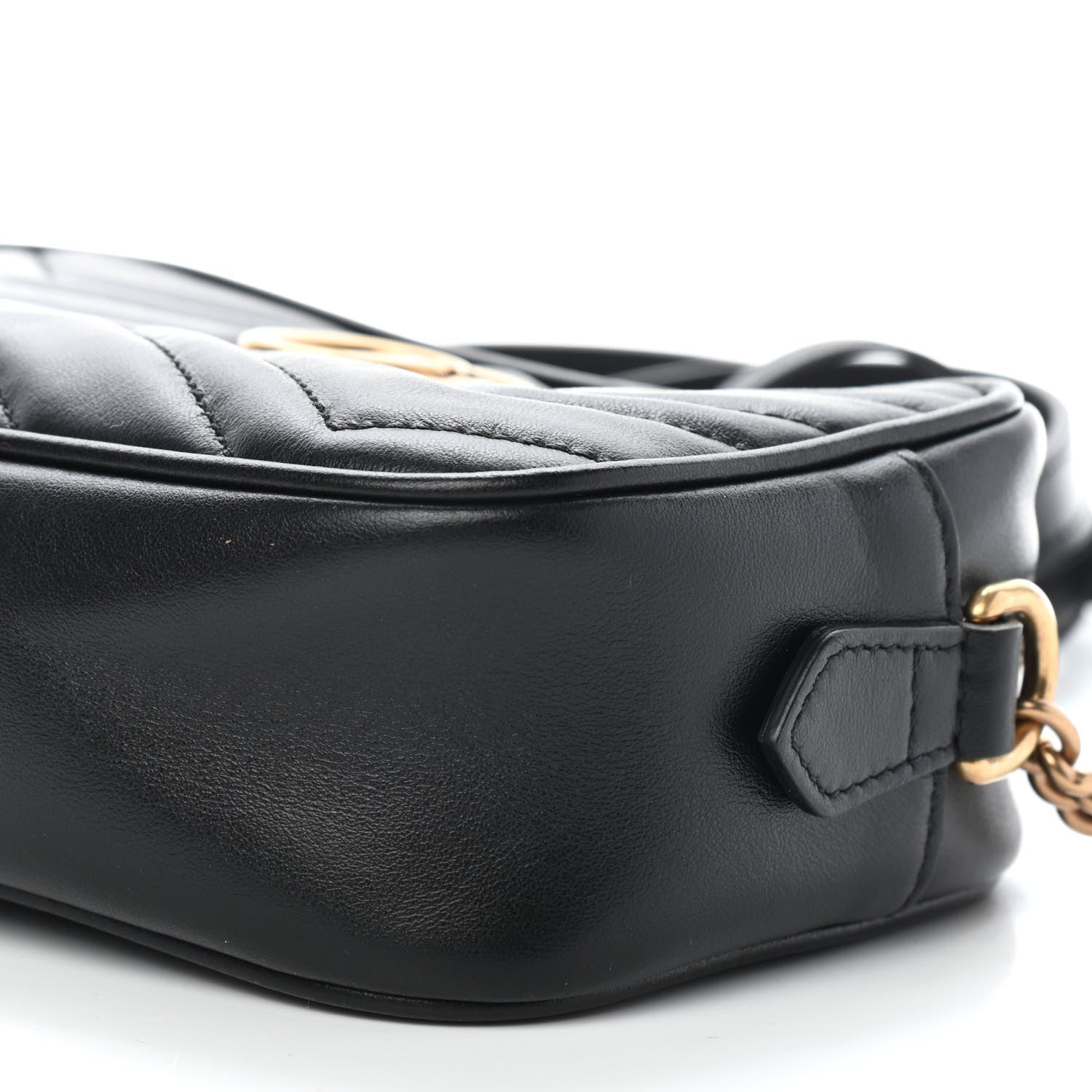 Gucci Calfskin Matelasse Mini GG Marmont Chain Shoulder Bag Black 10 of 10