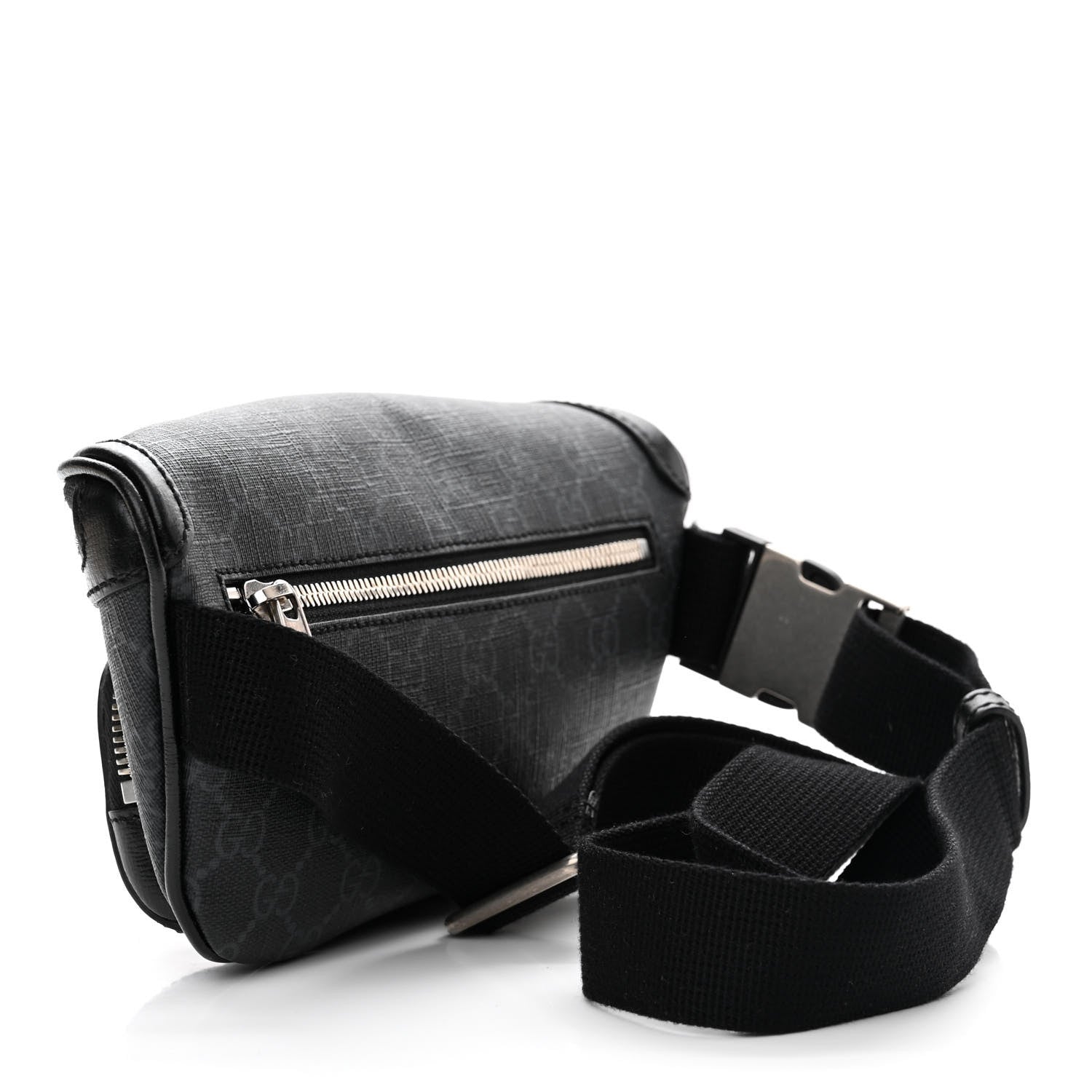 Gucci GG Supreme Monogram Textured Calfskin Retro Interlocking G Belt Bag Black 3 of 11