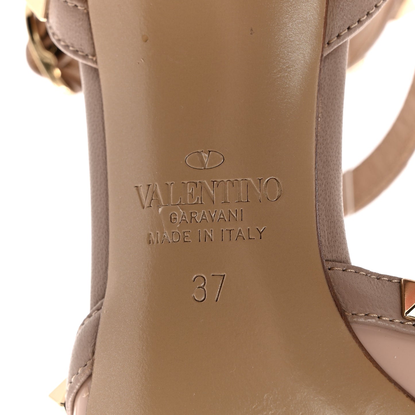 Patent Rockstud Ankle Strap 65mm Pumps 37 Poudre