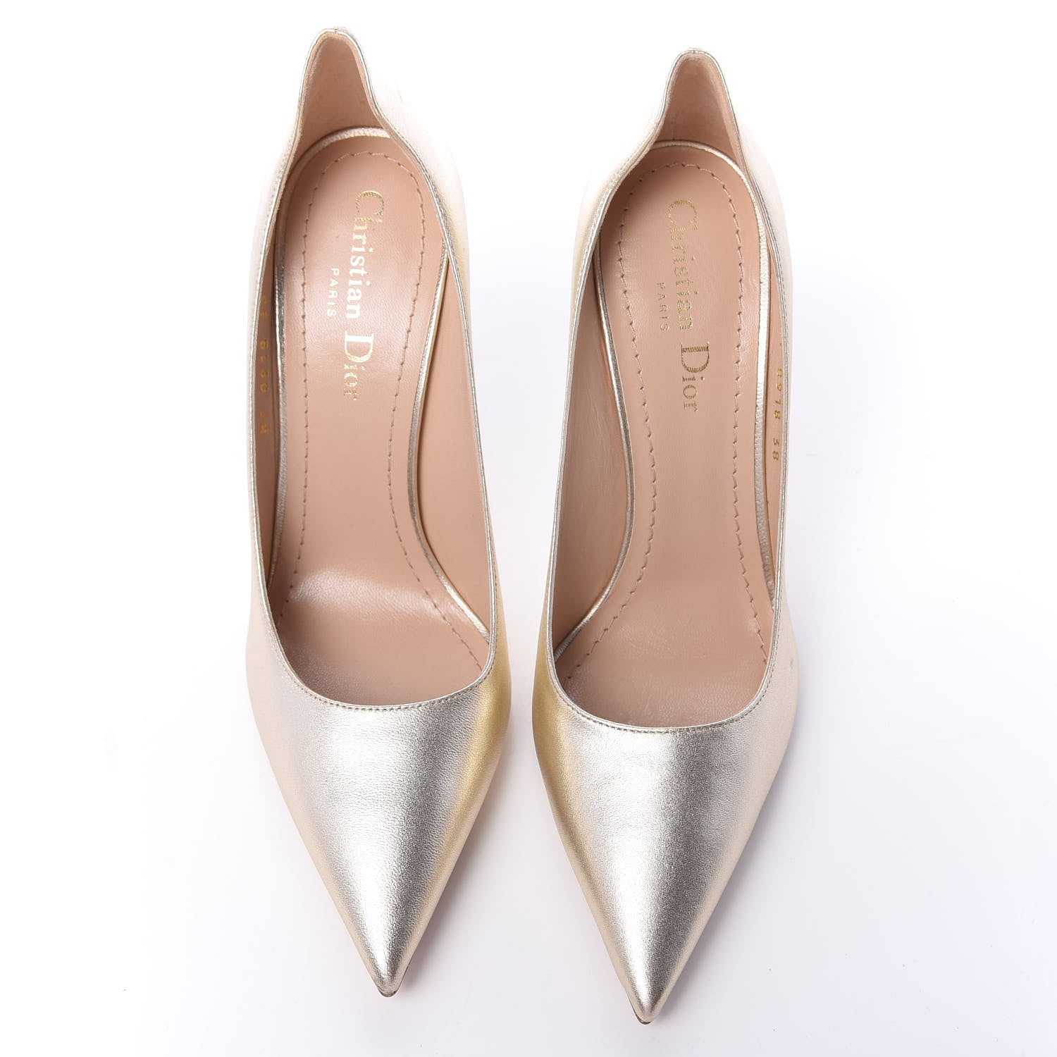 Christian Dior Metallic Lambskin D-Moi Pumps 38 Gold 5 of 11
