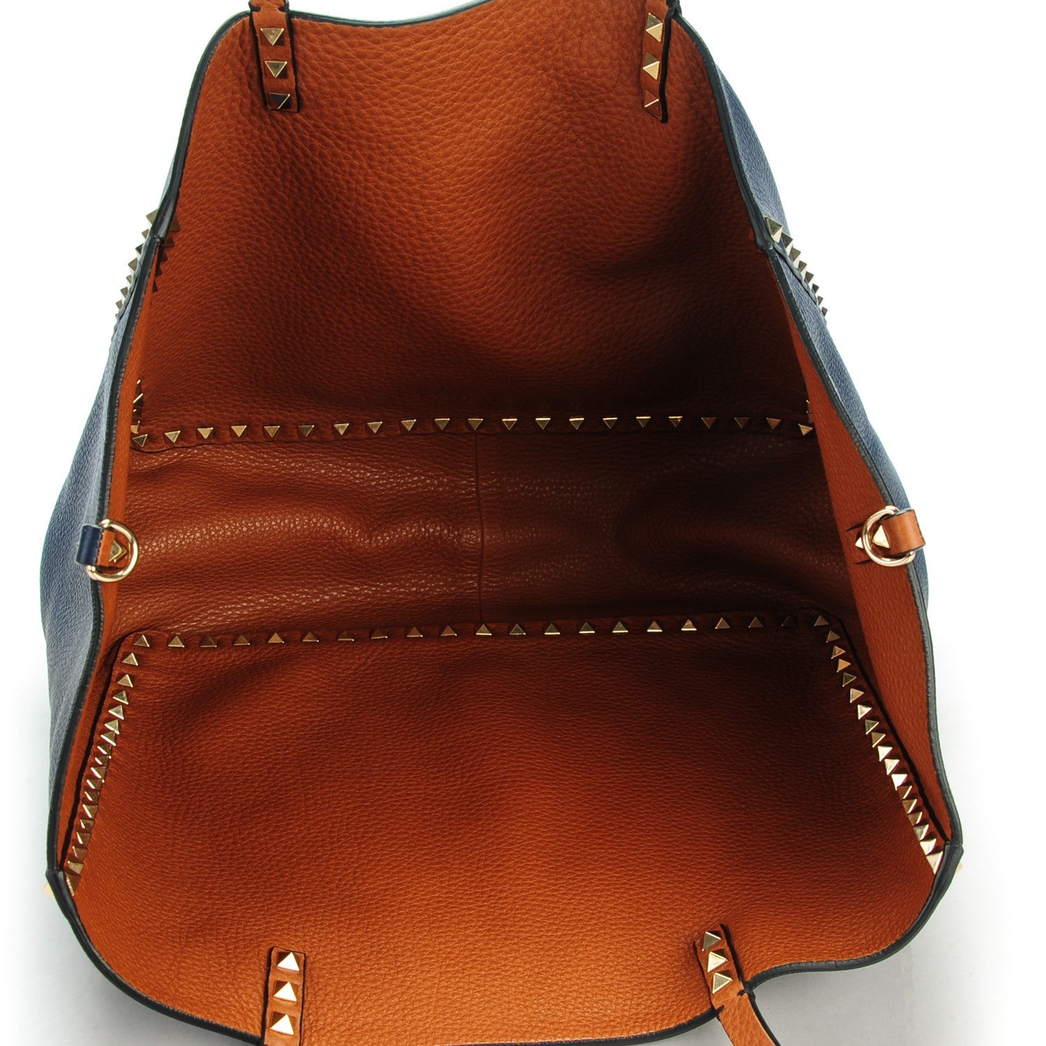 Valentino Garavani Pebbled Calfskin Medium Rockstud Reversible Tote Light Cuir Marine 6 of 7