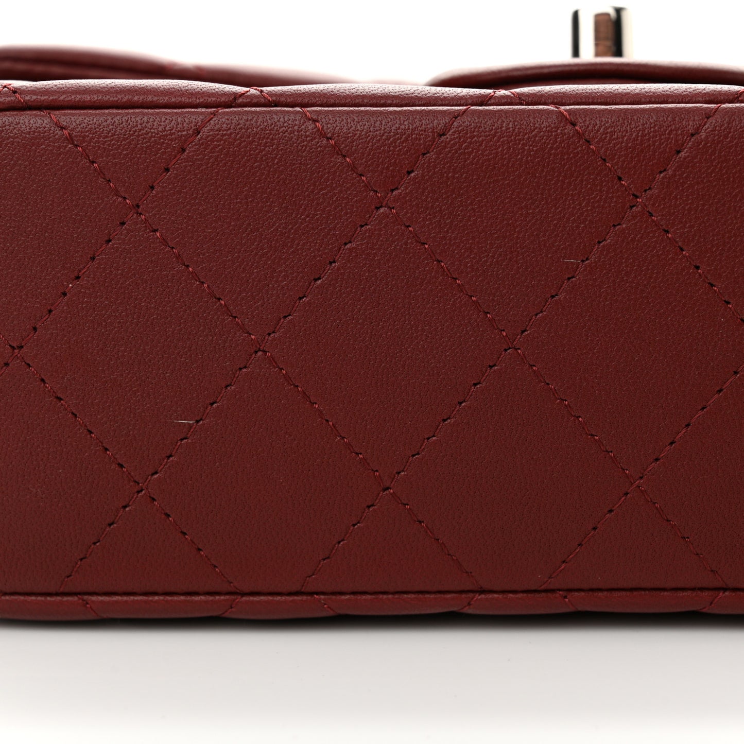 Lambskin Quilted Mini Rectangular Flap Burgundy