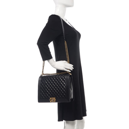 Chanel Glazed Calfskin Quilted Large Boy Flap Black 2 of 12
