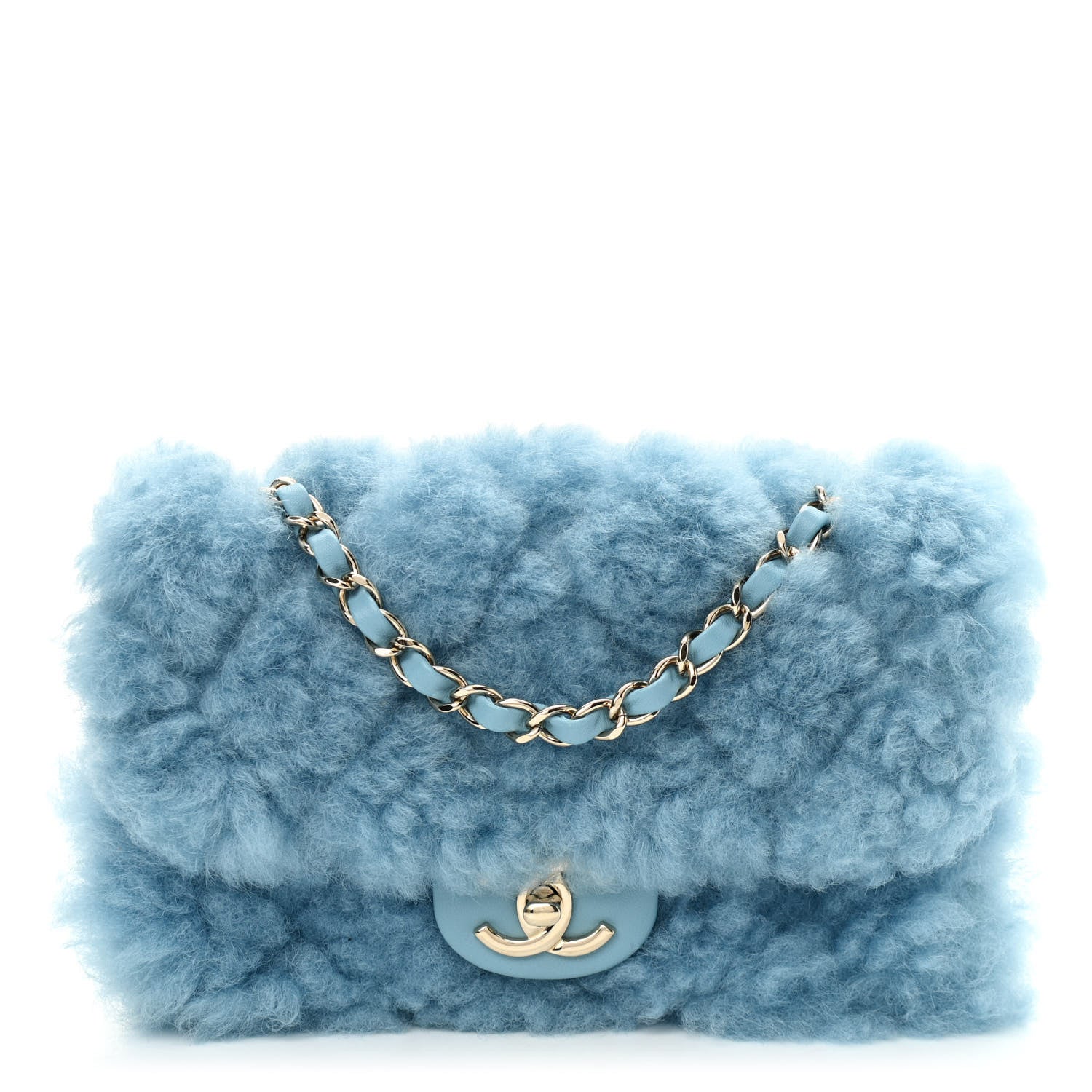 Chanel Shearling Lambskin Quilted Flap Blue 1 of 10