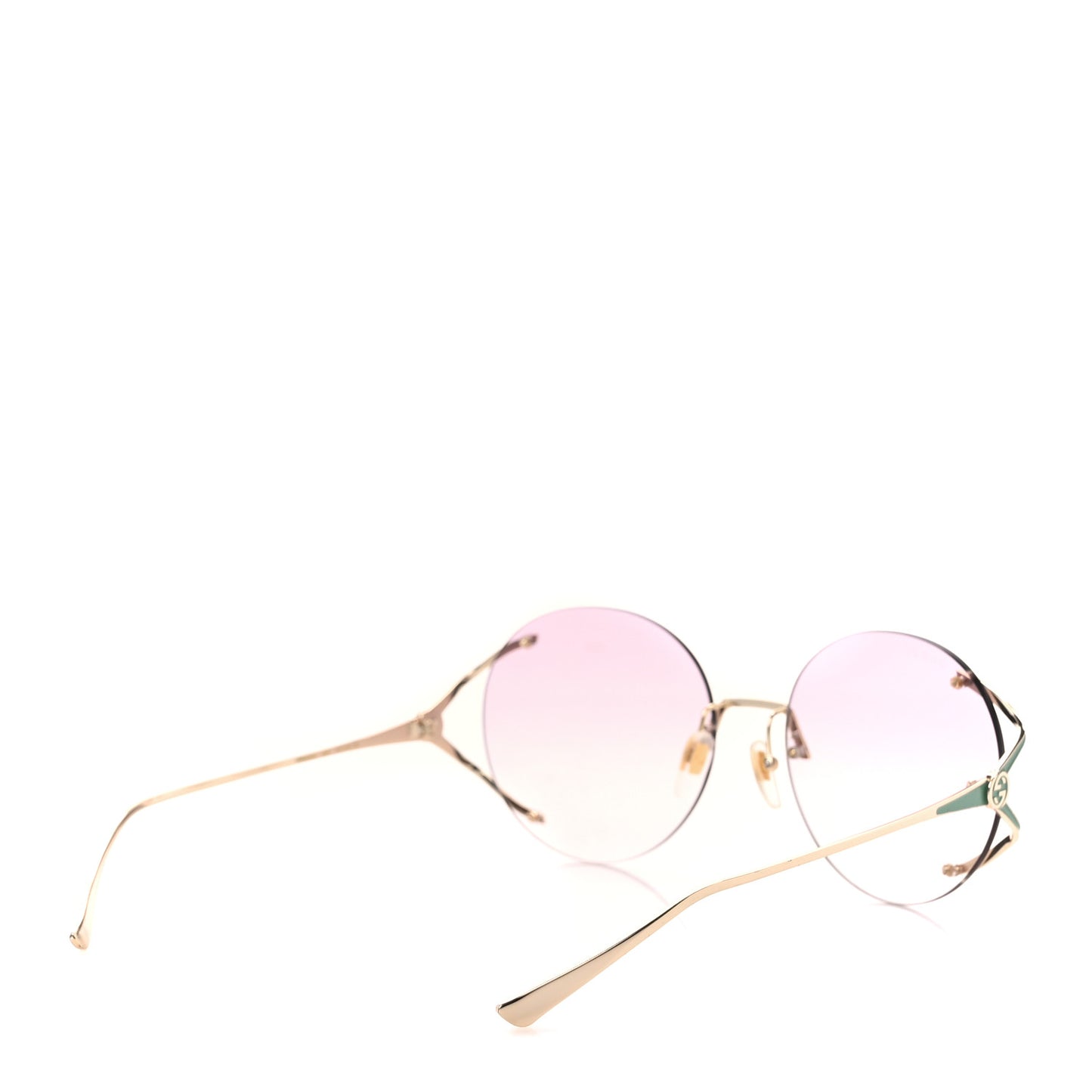 Metal Oversized Round Frame Sunglasses GG0645S Gold Blue