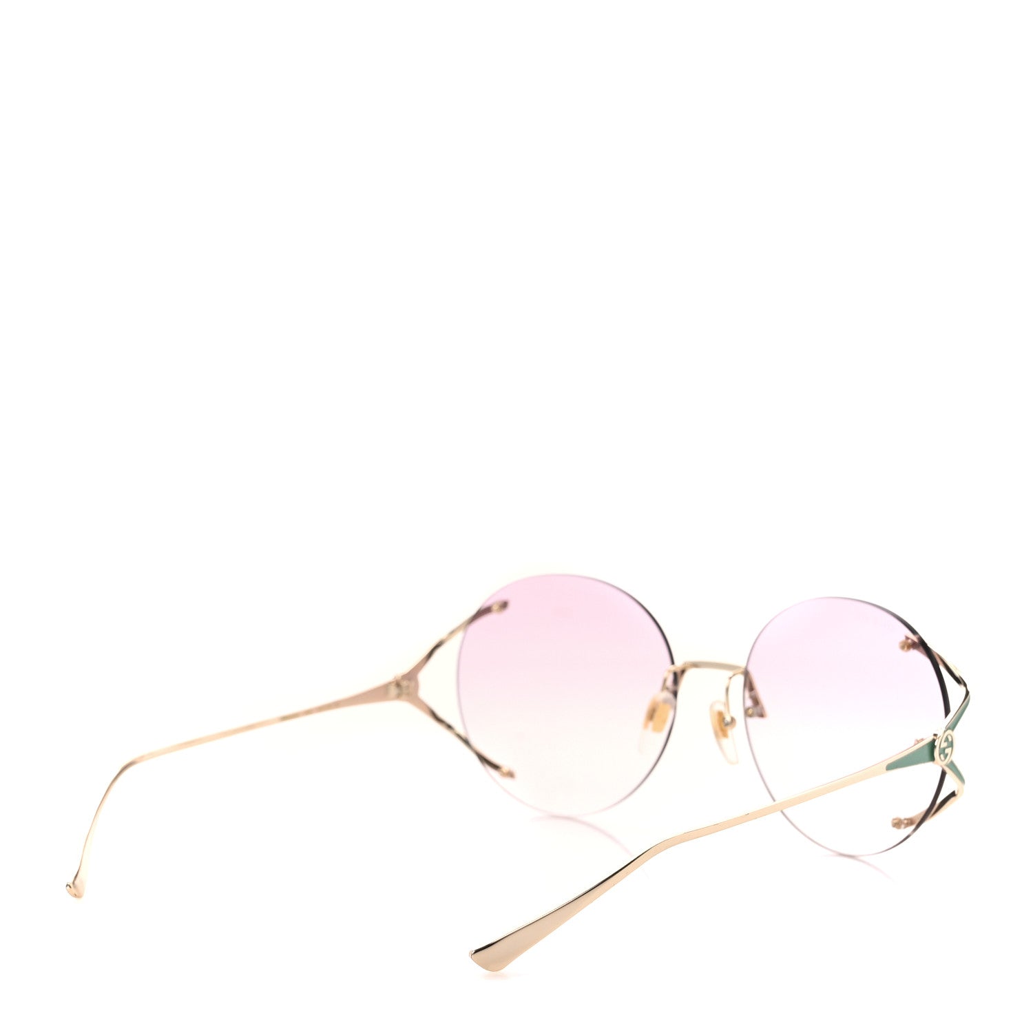 Gucci Metal Oversized Round Frame Sunglasses GG0645S Gold Blue 4 of 9