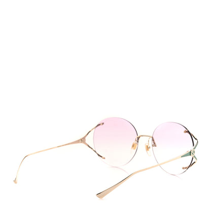 Gucci Metal Oversized Round Frame Sunglasses GG0645S Gold Blue 4 of 9