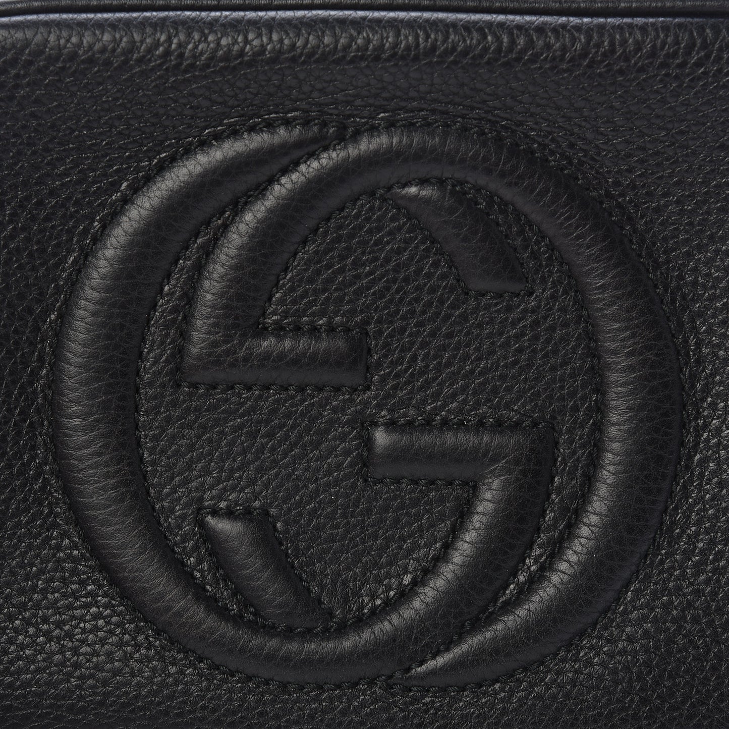 Pebbled Calfskin Small Soho Disco Bag Black