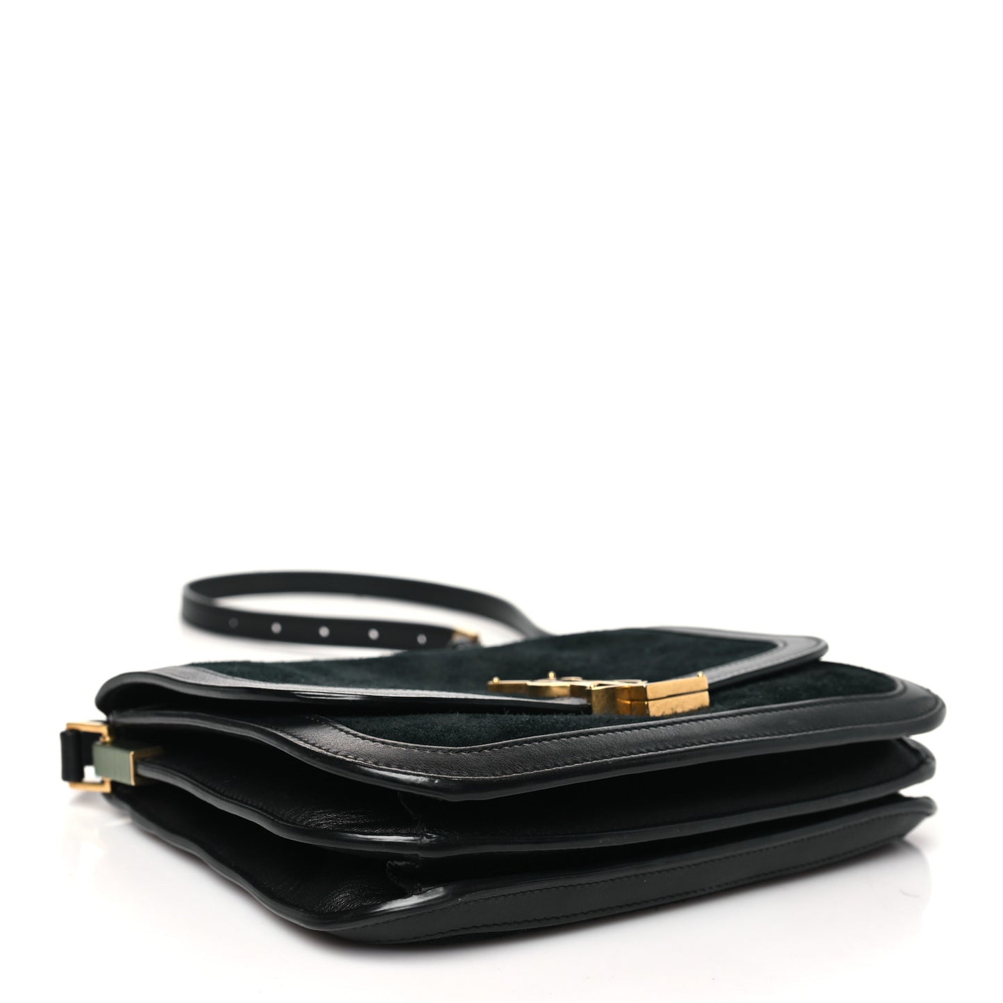 Suede Smooth Calfskin Monogram Medium Solferino Soft Satchel Black
