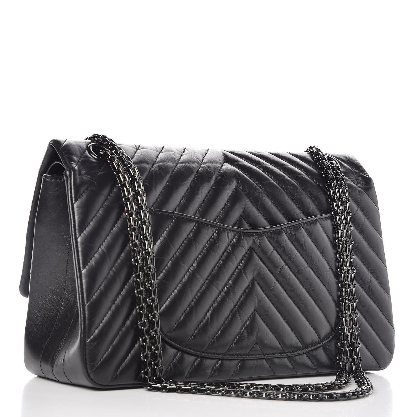 Aged Calfskin Chevron Quilted 2.55 Reissue 226 Flap Black