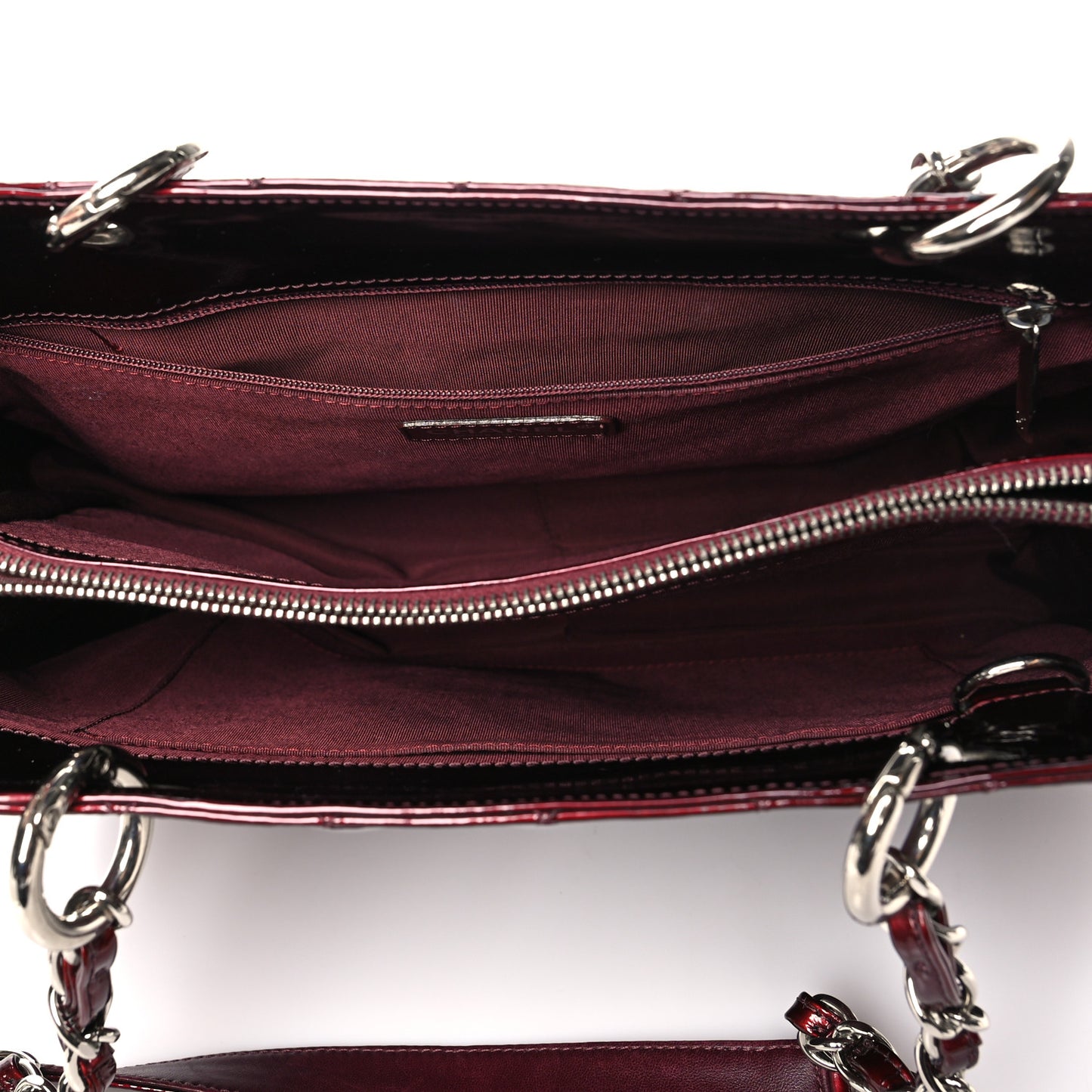 Patent Quilted Grand Shopping Tote GST Dark Bordeaux