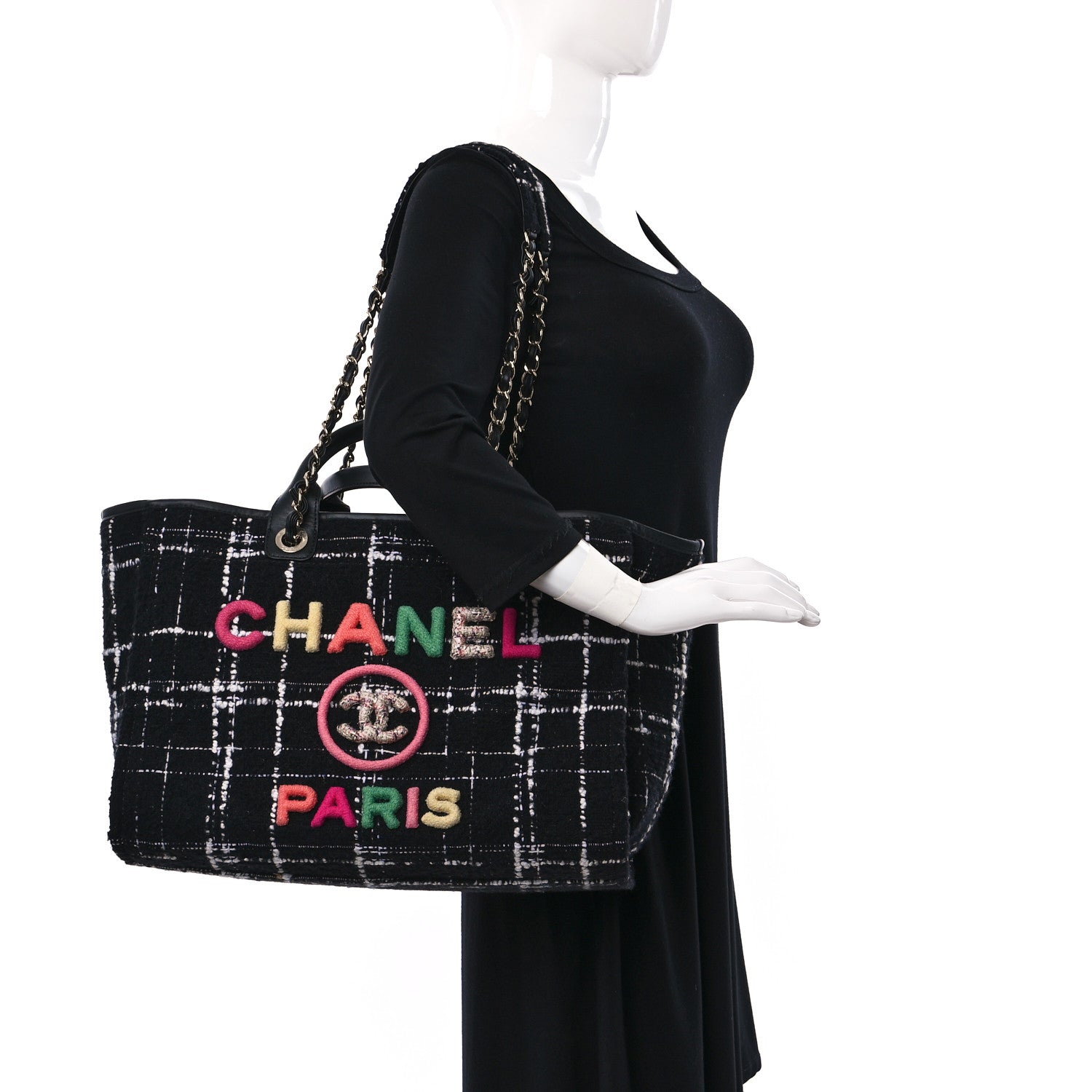 Chanel Tweed Medium Deauville Tote Black White Multicolor 2 of 10