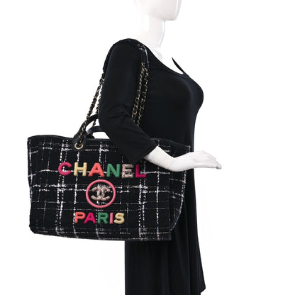 Chanel Tweed Medium Deauville Tote Black White Multicolor 2 of 10
