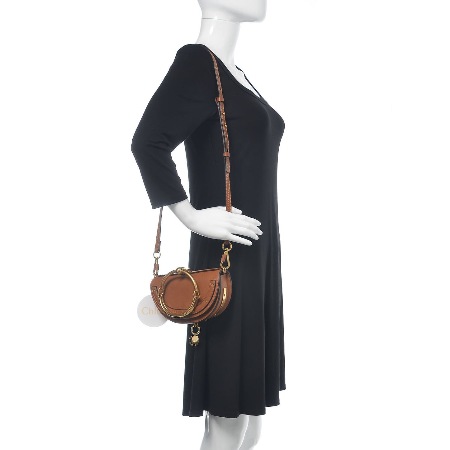 Calfskin Small Nile Bracelet Minaudiere Bag Caramel