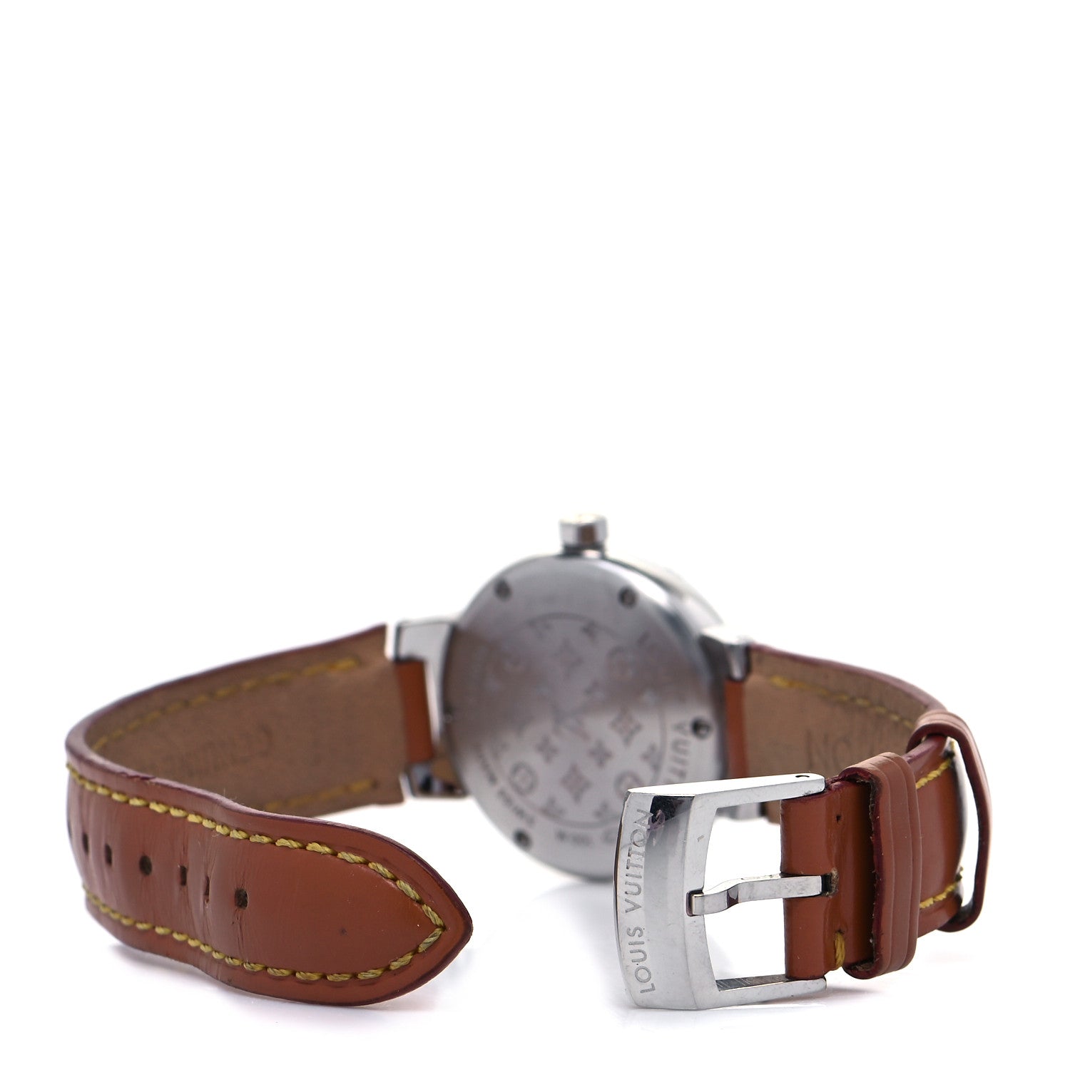 Louis Vuitton Stainless Steel Calfskin 28mm Tambour Quartz Watch 5 of 7