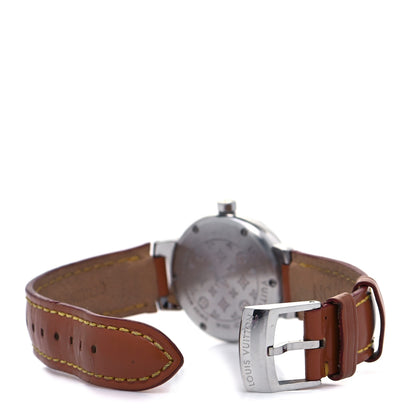 Louis Vuitton Stainless Steel Calfskin 28mm Tambour Quartz Watch 5 of 7