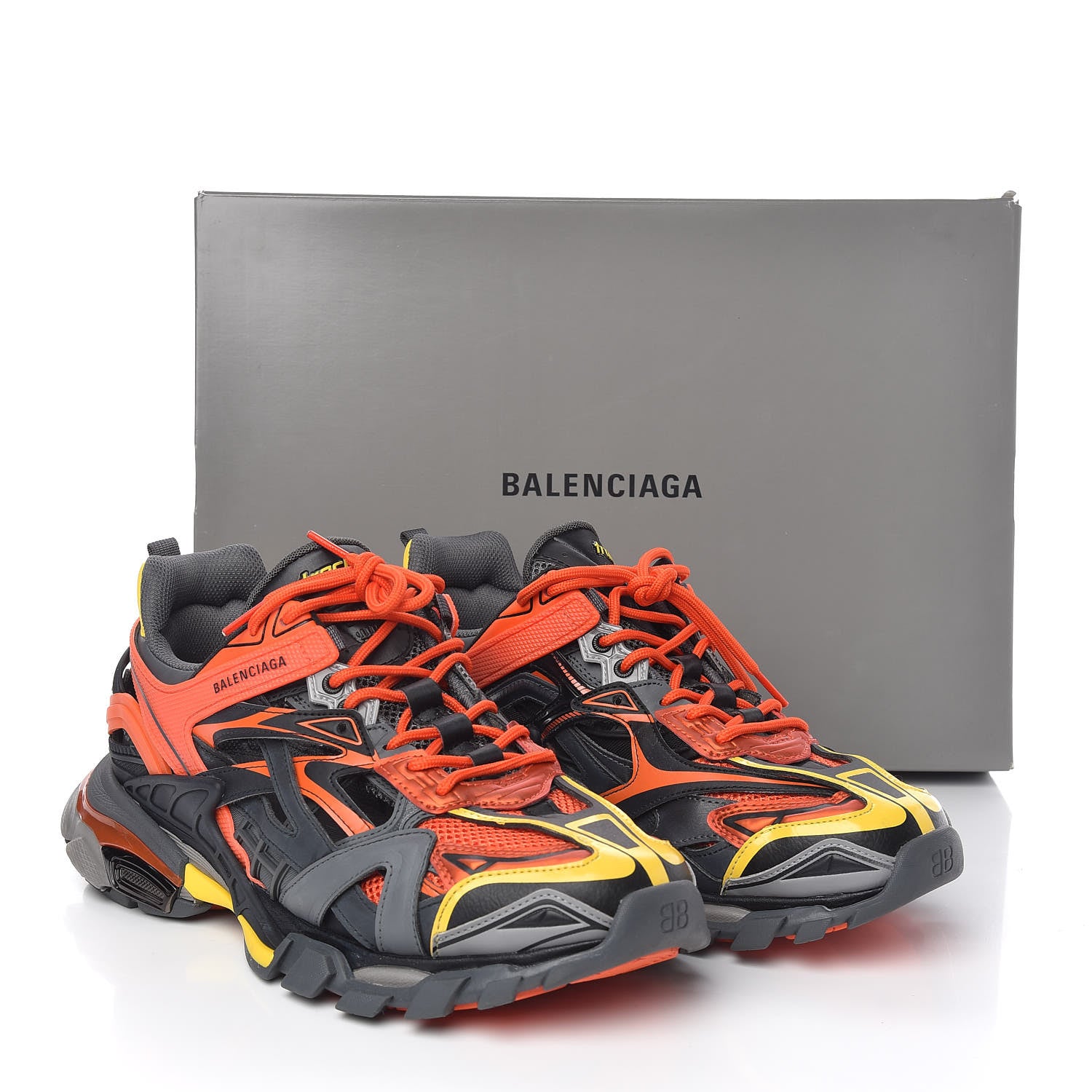 Balenciaga Rubber Mesh Bi-Color Mens Track.2 Open Sneakers 43 Orange Black 9 of 9