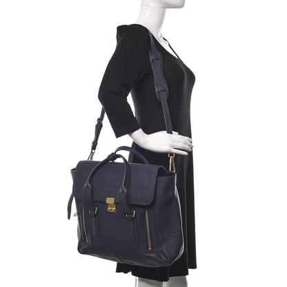 3.1 Phillip Lim 3.1 Textured Calfskin Large Pashli Satchel Ink 2 of 15