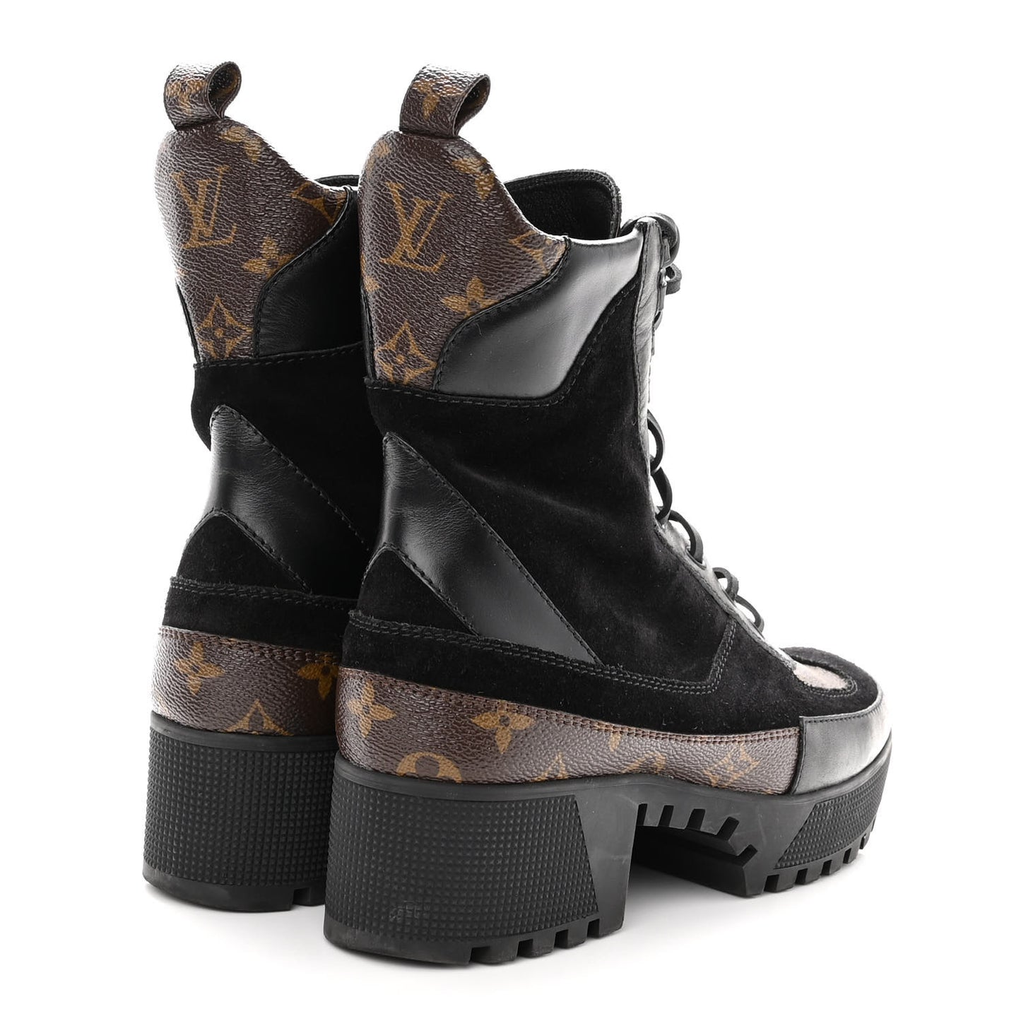 Suede Calfskin Monogram Laureate Platform Desert Boots 40 Black