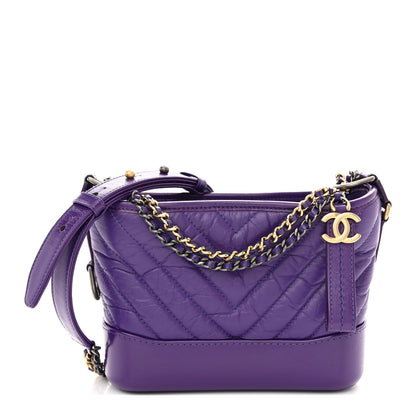 Chanel Aged Calfskin Chevron Quilted Small Gabrielle Hobo Purple 1 of 11