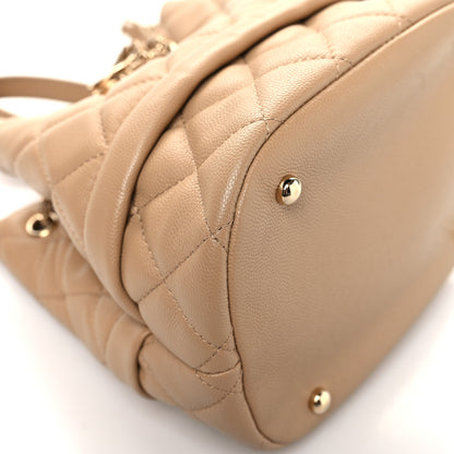 Chanel Caviar Quilted Rolled Up Bucket Drawstring Bag Beige 9 of 13