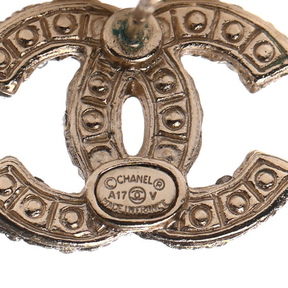 Chanel Pearl Crystal CC Earrings Light Gold 4 of 4