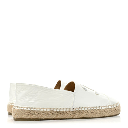 Chanel Distressed Patent CC Espadrilles 40 White Silver 4 of 8