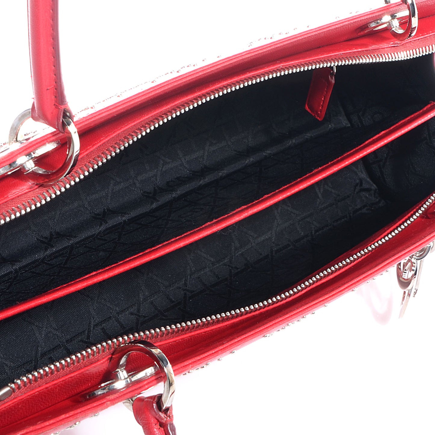 Lambskin Cannage Studded East West Lady Dior Red