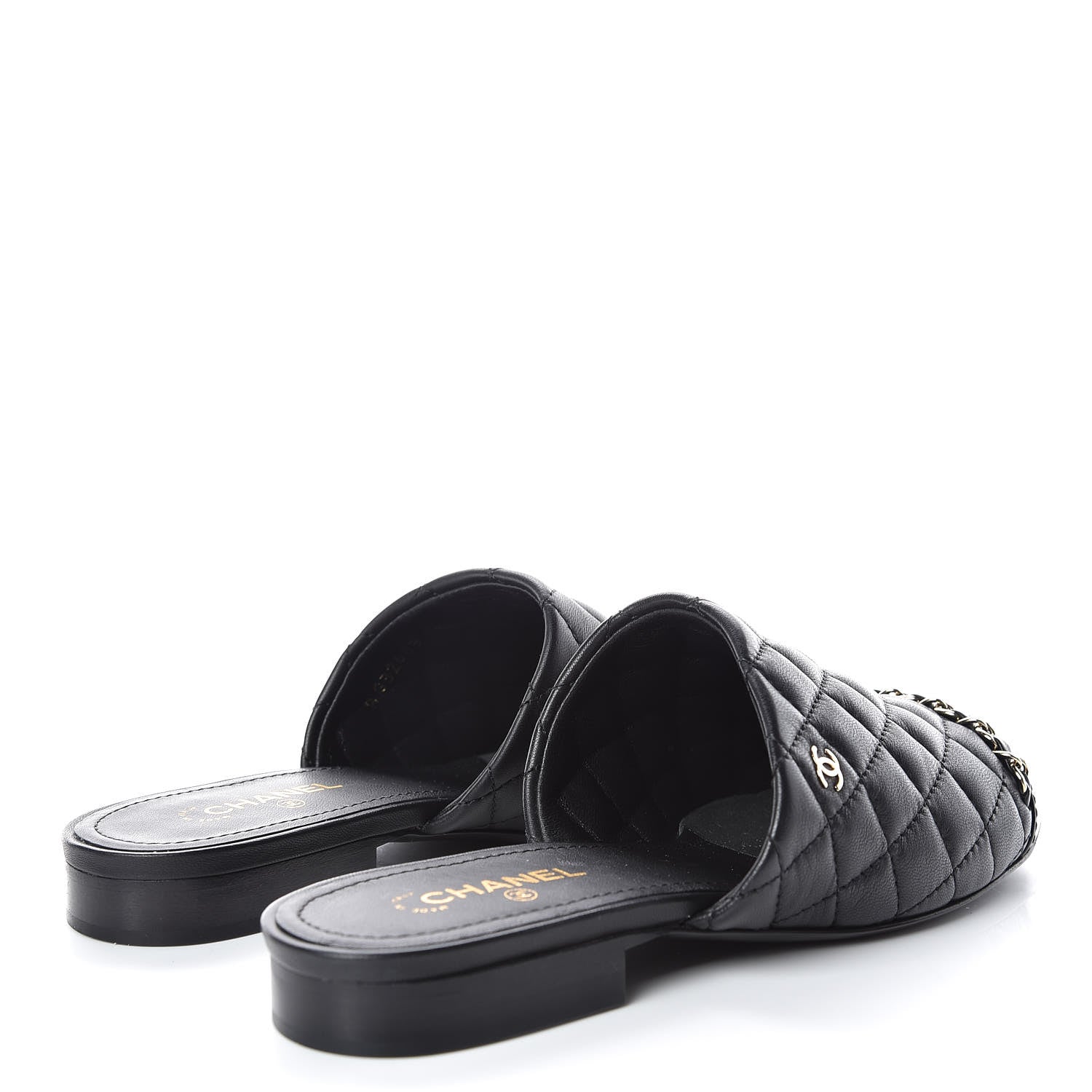 Chanel Lambskin Quilted Chain Mules 36 Black 4 of 9