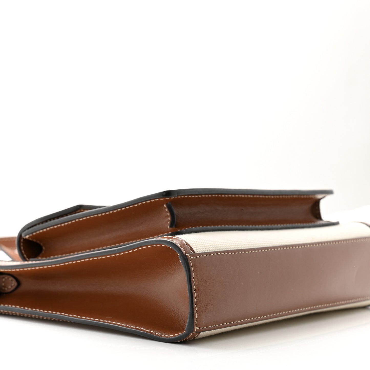 Canvas Smooth Calfskin Two Tone Mini Pocket Bag Natural Malt Brown