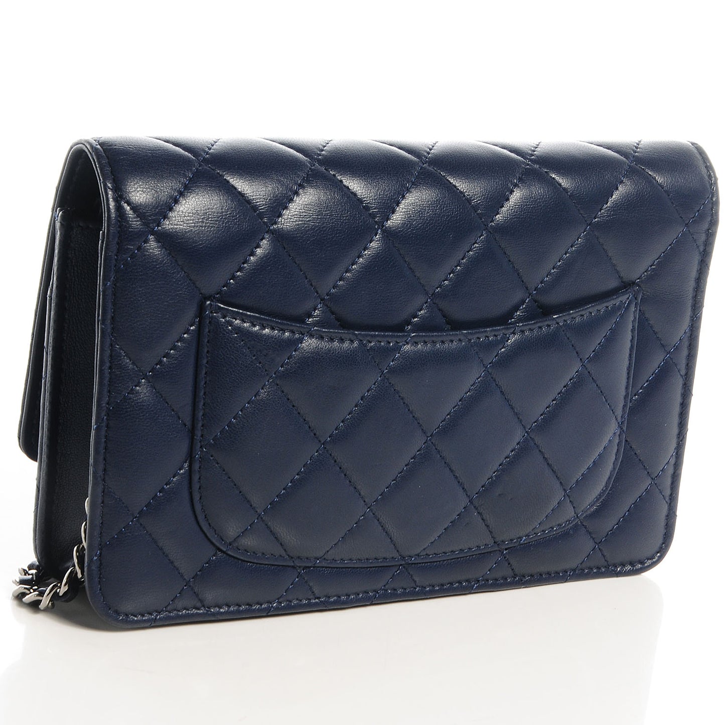 Lambskin Quilted Wallet On Chain WOC Blue
