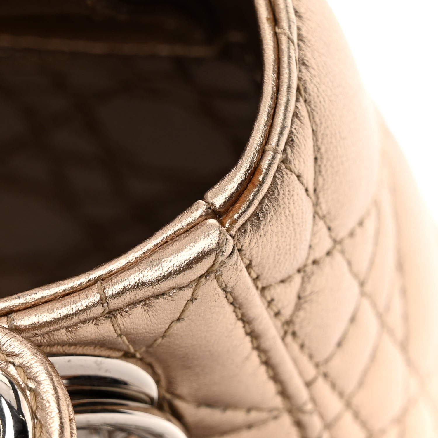 Christian Dior Metallic Lambskin Cannage Mini Lady Dior Gold 10 of 10