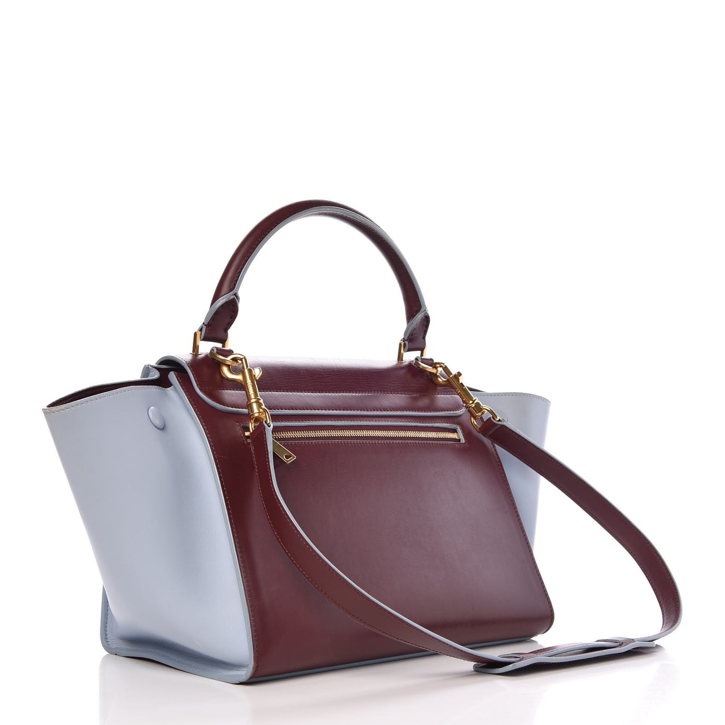 Smooth Calfskin Small Bi-Color Trapeze Burgundy Azur