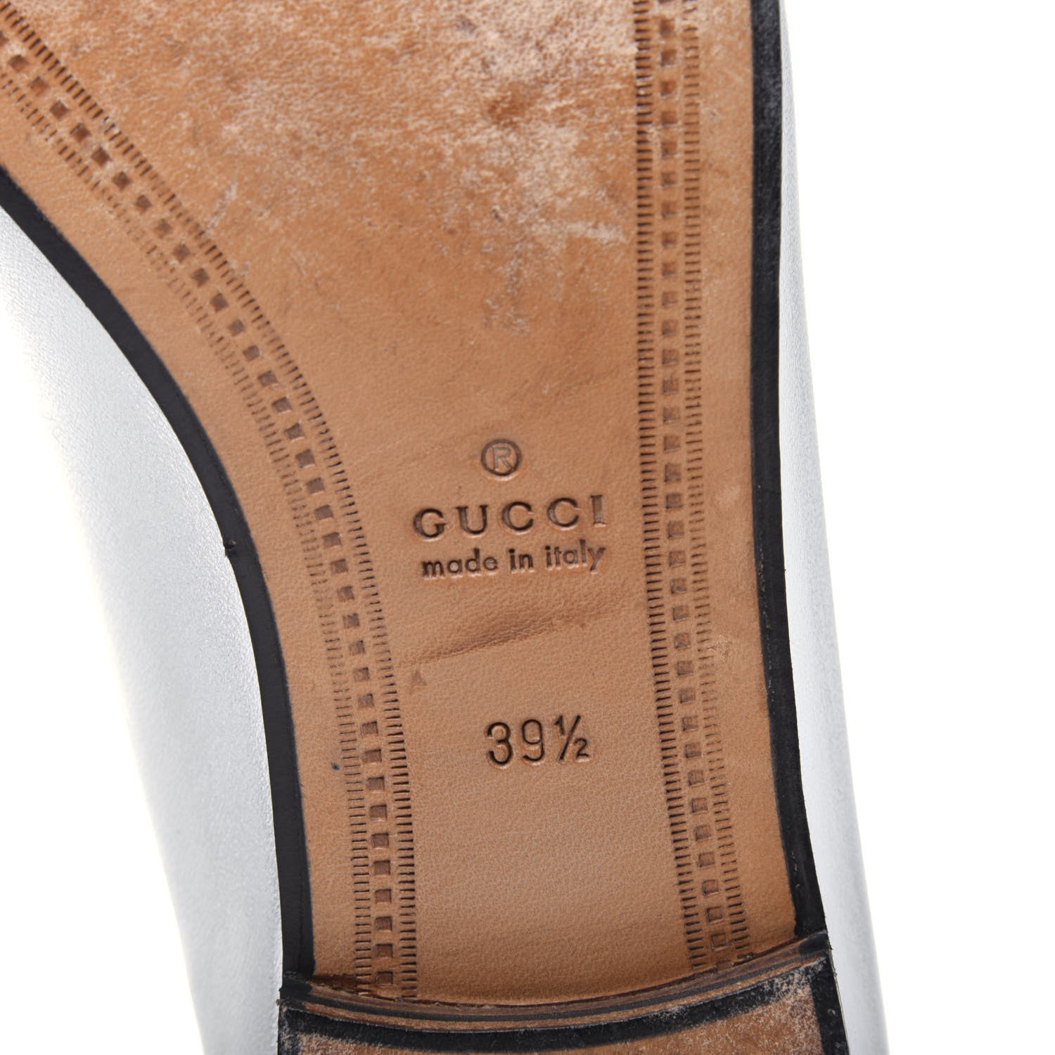 Gucci Metallic Nappa Womens Jordaan Loafers 39.5 Argento 6 of 12