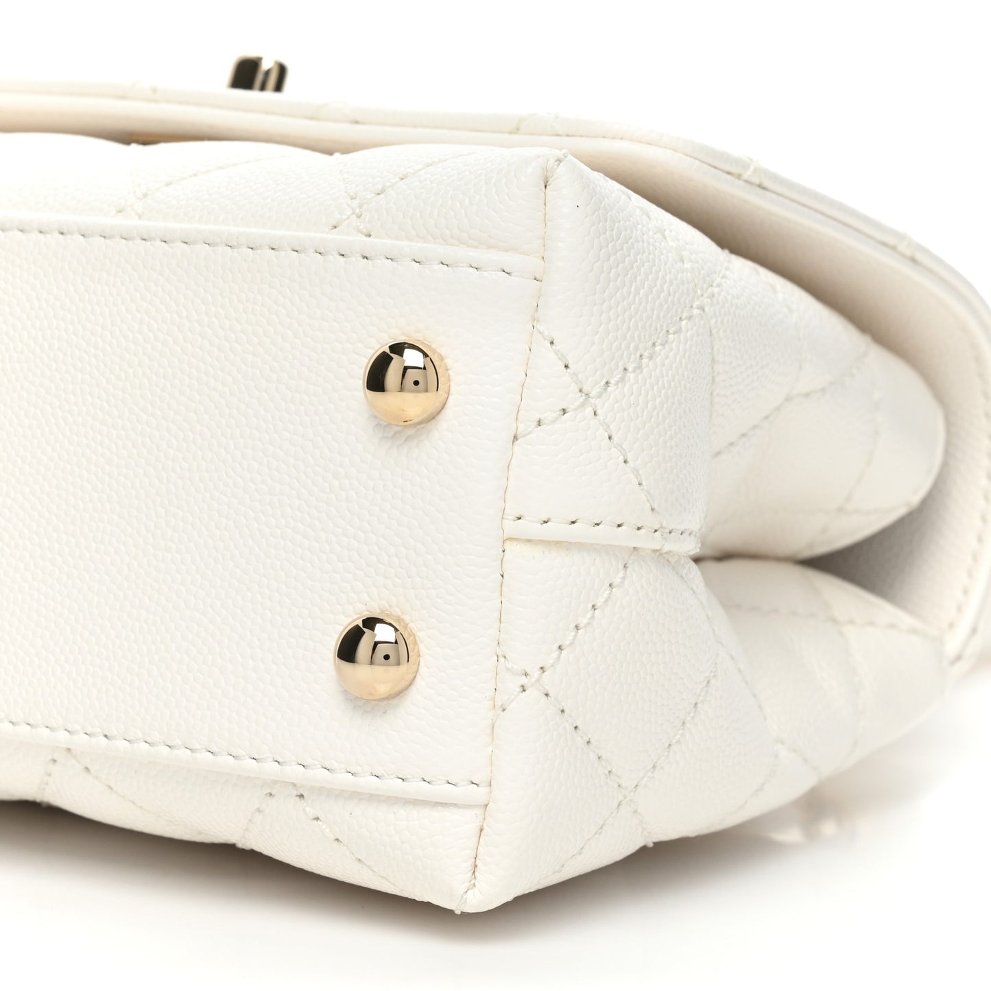Caviar Quilted Extra Mini Coco Handle Flap White