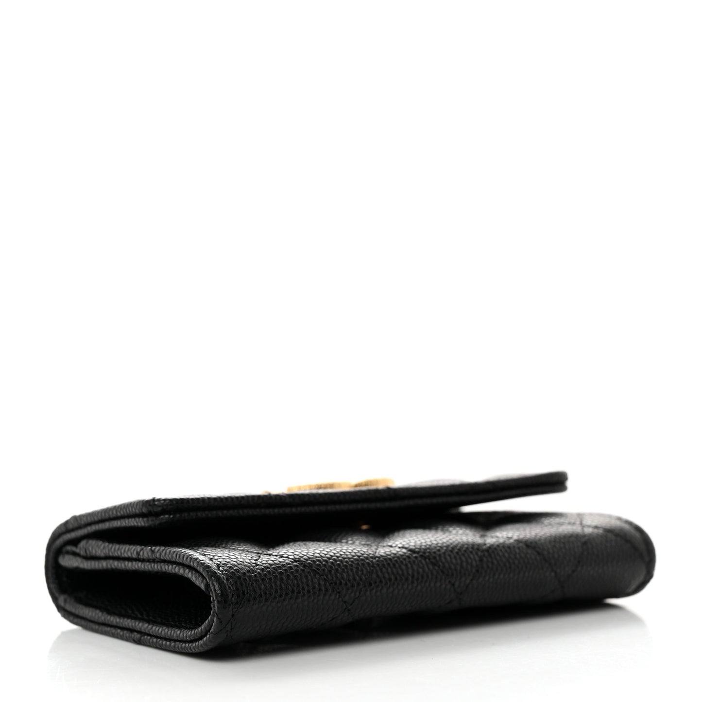 Caviar Quilted Textured CC Flap Card Holder Black