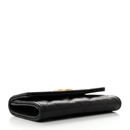 Chanel Caviar Quilted Textured CC Flap Card Holder Black 4 of 9
