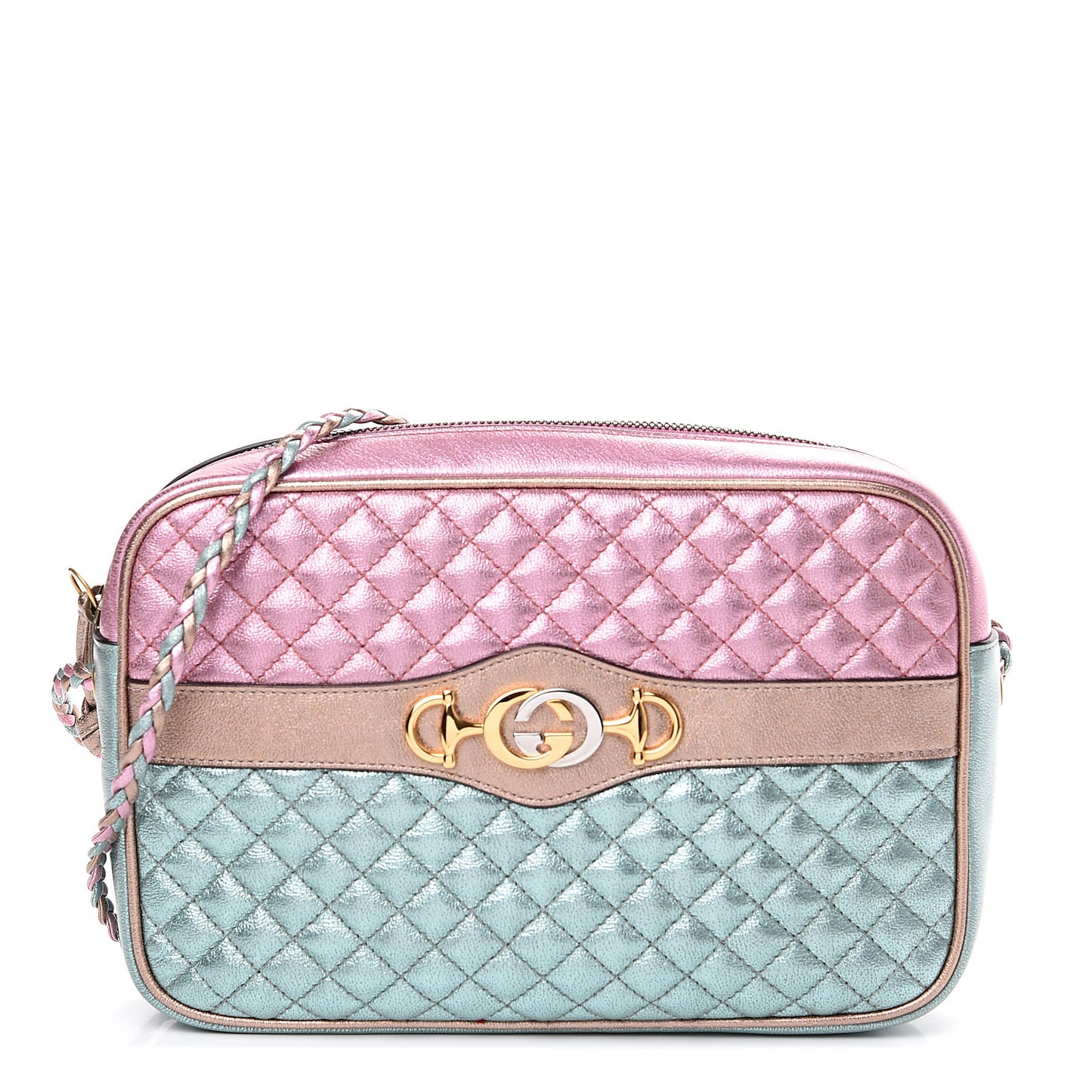 Laminated Nappa Trapuntata Small Zumi Shoulder Bag Rosa Lago Rame