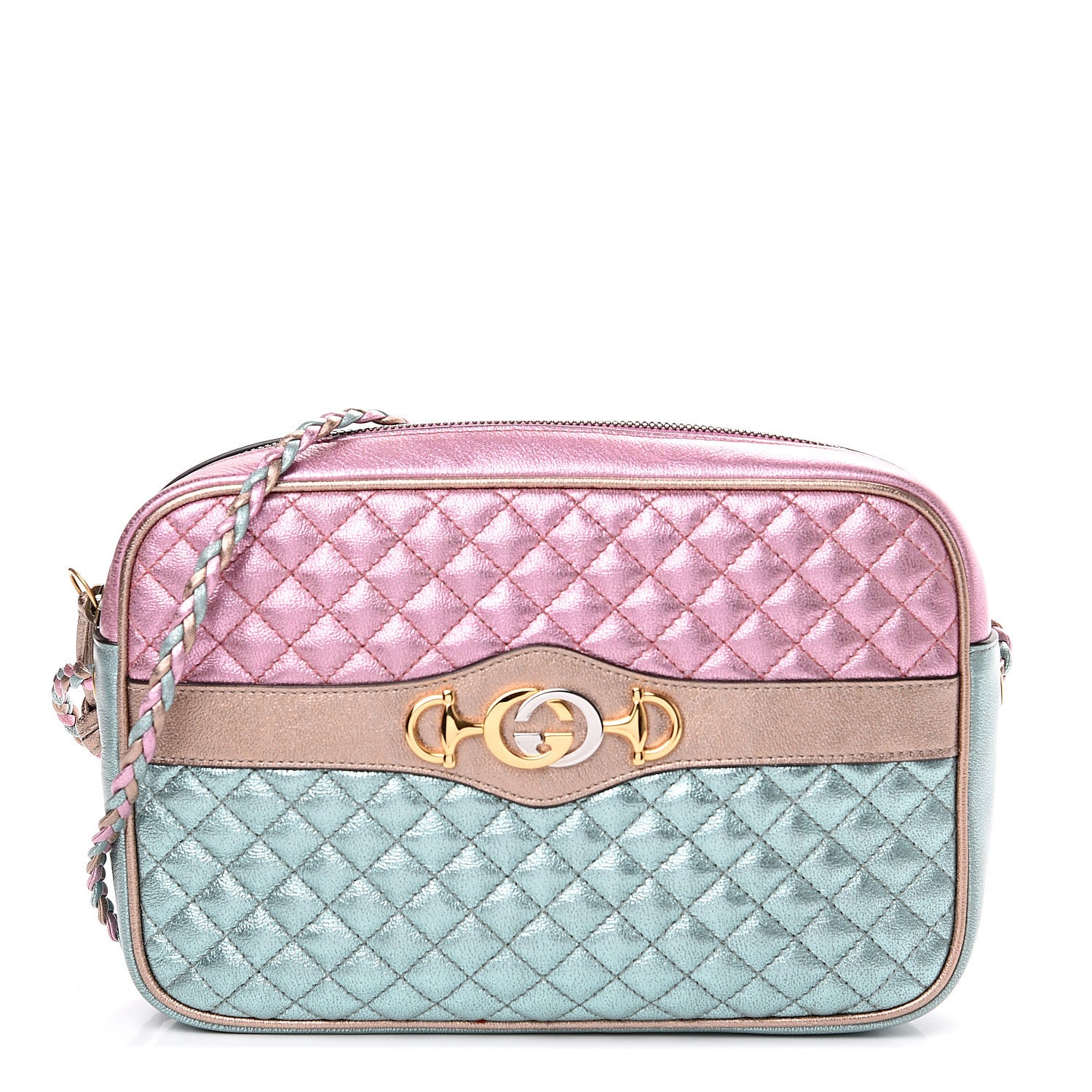 Gucci Laminated Nappa Trapuntata Small Zumi Shoulder Bag Rosa Lago Rame 1 of 9
