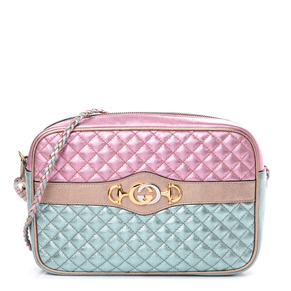 Gucci Laminated Nappa Trapuntata Small Zumi Shoulder Bag Rosa Lago Rame 1 of 9