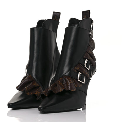 Louis Vuitton Calfskin Monogram Janet Ankle Boots 38 Black 3 of 6