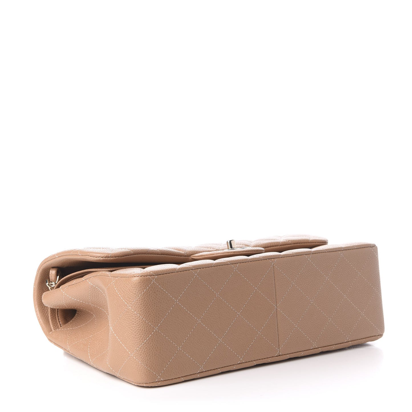 Caviar Quilted Jumbo Double Flap Beige