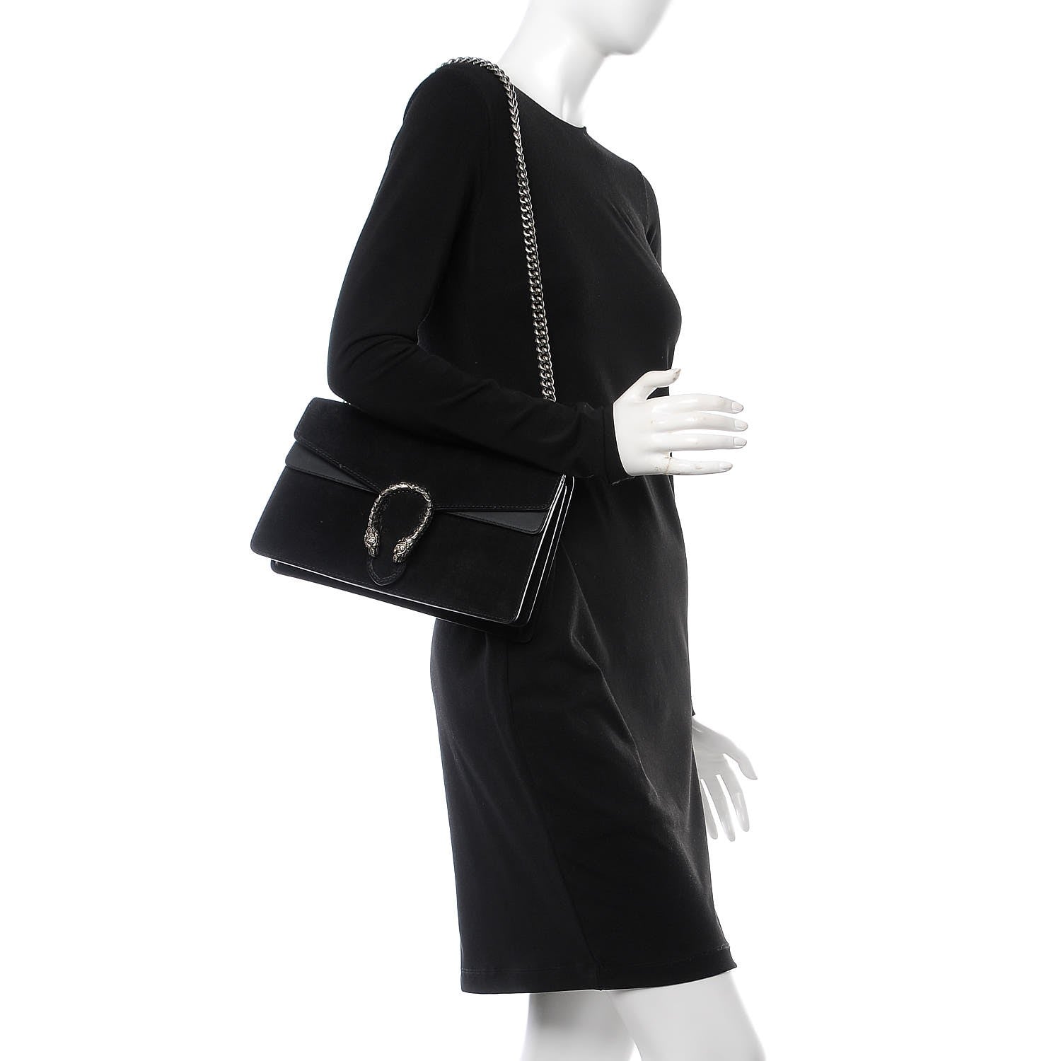 Gucci Suede Small Dionysus Shoulder Bag Black 2 of 8