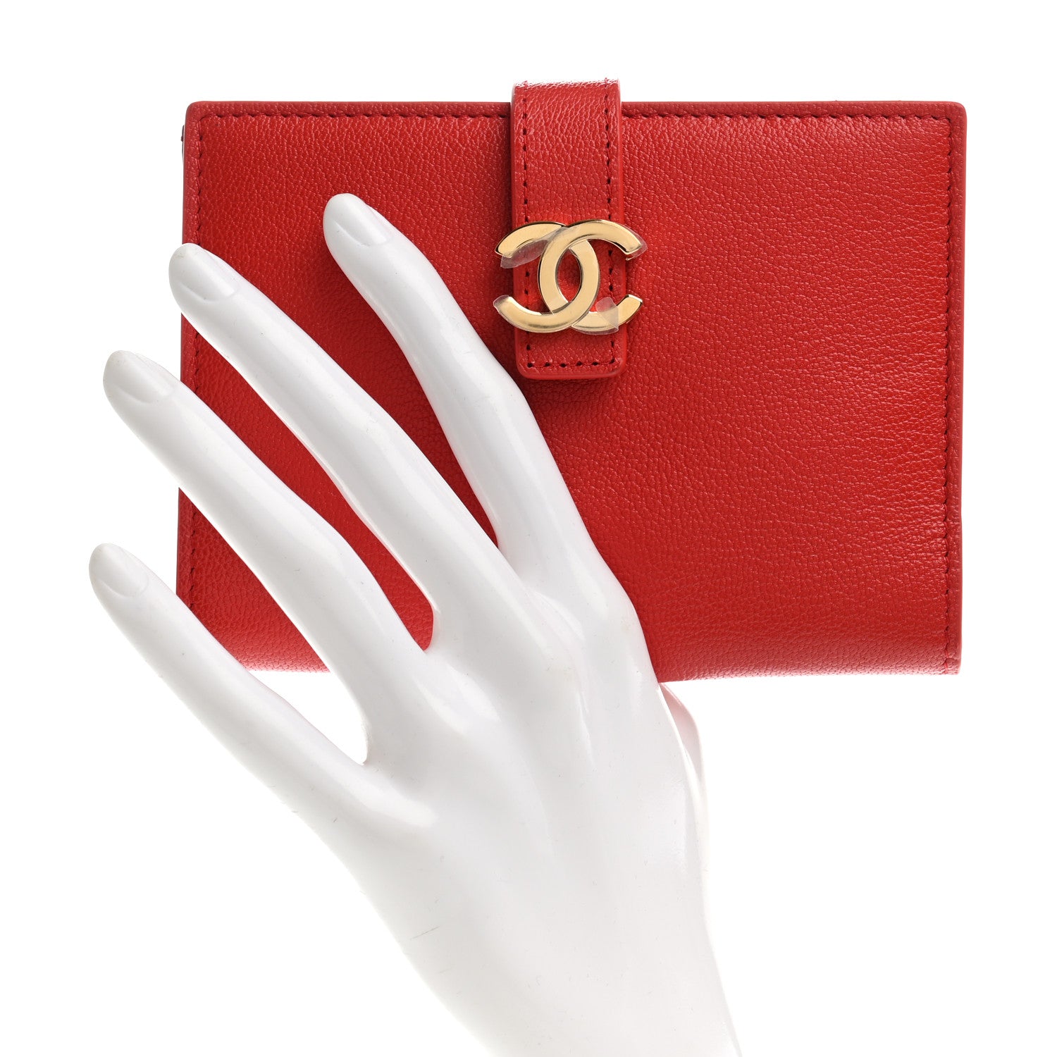 Chanel Grained Calfskin Passport Holder Wallet Red 2 of 8