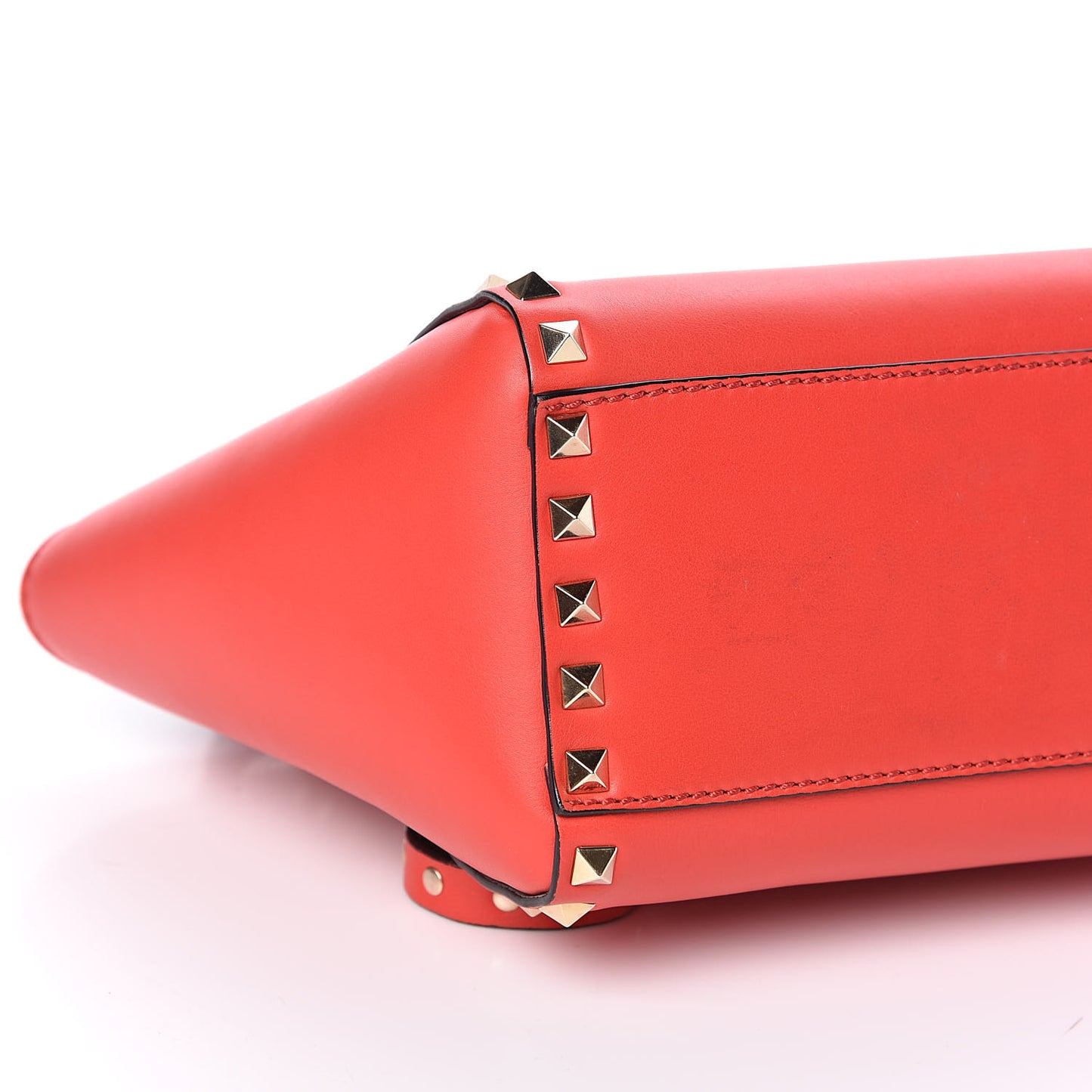 Vitello Mini Rockstud Double Handle Tote Deep Orange