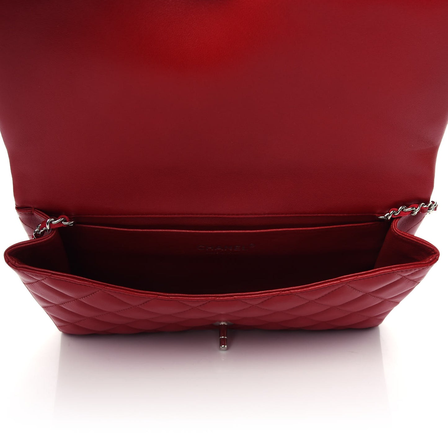 Lambskin Quilted Clutch With Chain Flap Red